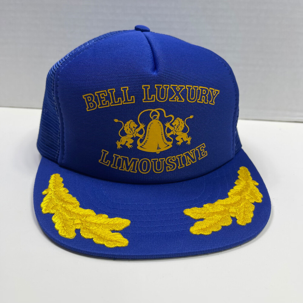 Vintage Trucker Hat Bell Luxury Limousine Scrambled Eggs Snapback Blue Mesh Back